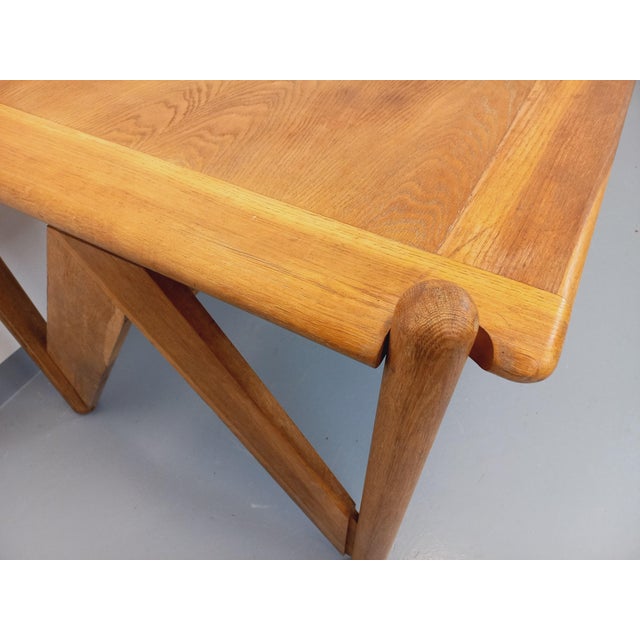 Large Vintage Brutalist Table in Oak, 1960s For Sale - Image 9 of 18