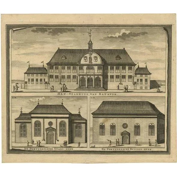 F. Valentijn, Illustration of the City Hall of Batavia, Indonesia, Print For Sale - Image 5 of 5