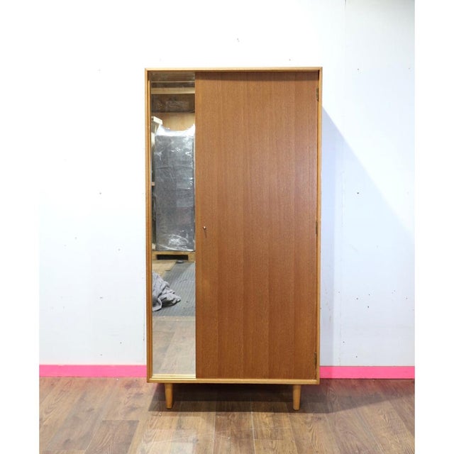 1960s Mid Century Modern Vintage Teak Armoire Wardrobe by Stag Danish Style For Sale - Image 4 of 15