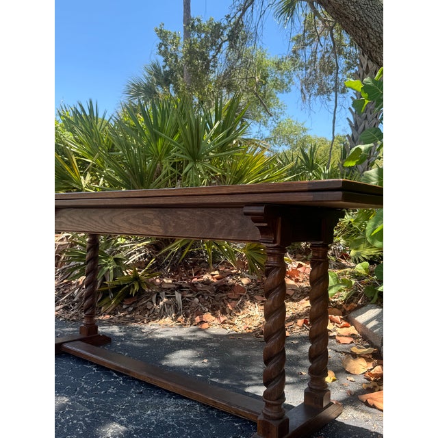 Vintage Ethan Allen Barley Twist Expandable Console Dining Table For Sale - Image 9 of 12