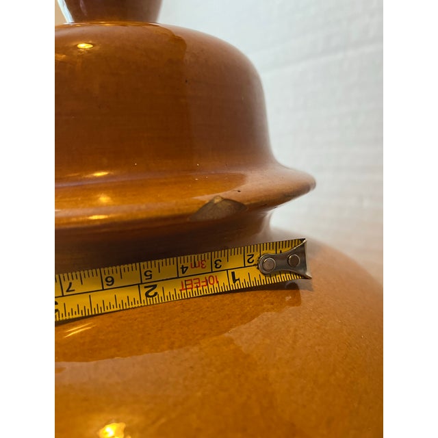 Amber Ceramic Ginger Jar Lamp For Sale - Image 9 of 9