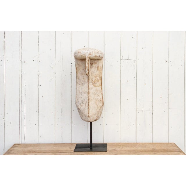 African Antique Tall African Ceremonial Mask on Stand For Sale - Image 3 of 10