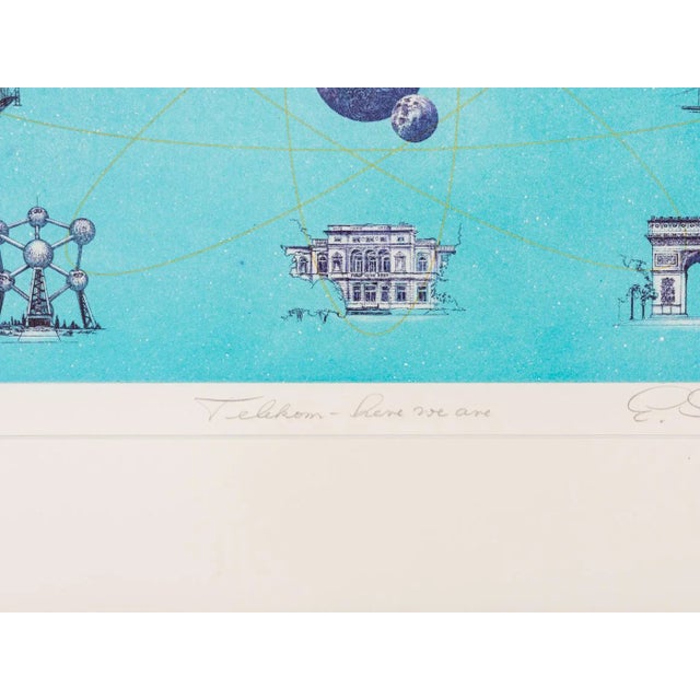 Erhard Schiel, Telekom - Here We Are, Color Etching Paper, Framed For Sale - Image 9 of 12