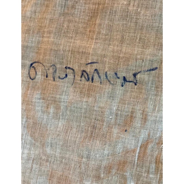 Vintage Burmese Kalaga Embroidered Tapestry With Five Figural Medallions, 40" X 37" For Sale - Image 13 of 18