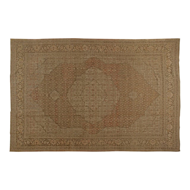 One-of-a-Kind Antique Persian Tabriz Handmade Wool Rug For Sale