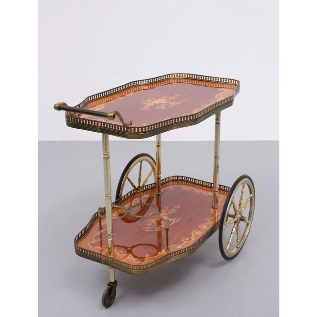 Hollywood Regency Italian Bar Cart, 1975 For Sale - Image 3 of 10