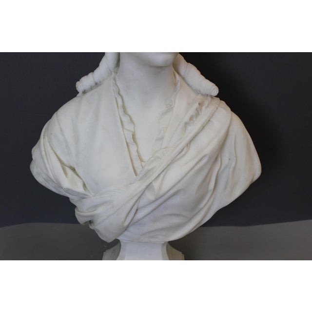 H. F. Iselin, Bust of a Woman, 1873, Carrara Marble For Sale - Image 10 of 17