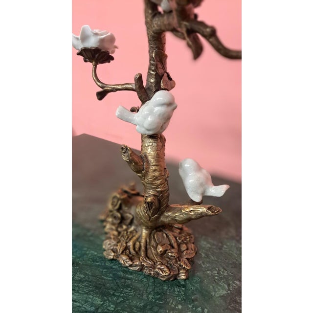 Vintage Bronze and Porcelain Candlestick, 2010 For Sale - Image 4 of 13