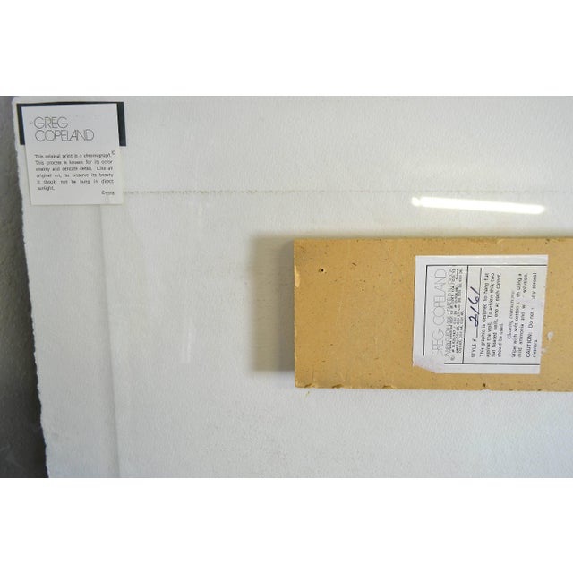 Large 1978 vintage GREG COPELAND STUDIO chromagraph print on linen and matted within a double glass frame. Titled "Red...