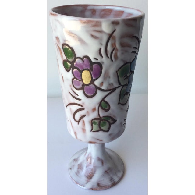 French Midcentury Floral Designed Ceramic Vase Signed Miclay For Sale - Image 3 of 7