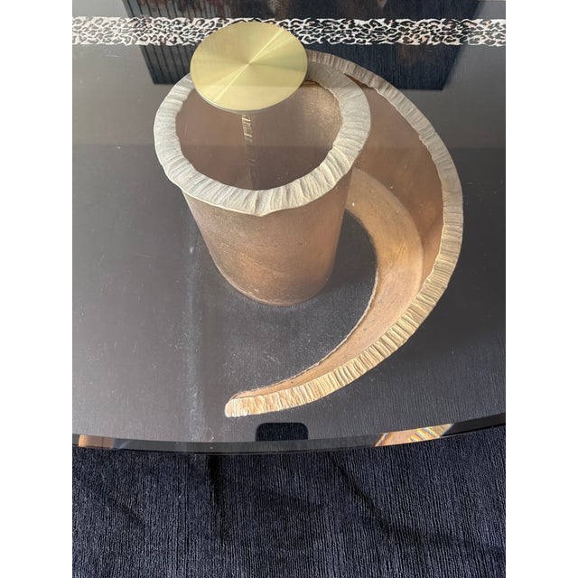 Art Deco Gorgeous Bronze and Glass Table For Sale - Image 3 of 3
