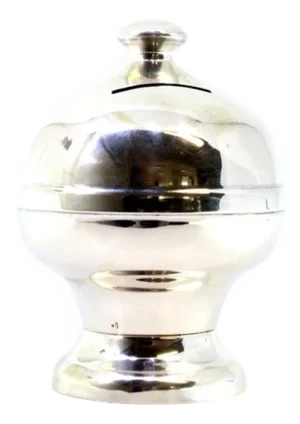 Silver Piggy Bank with Base and Top Knob
