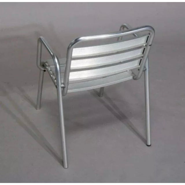 Vintage Set of 4 Mid Century Modern Stacking Aluminum Chairs For Sale - Image 6 of 11