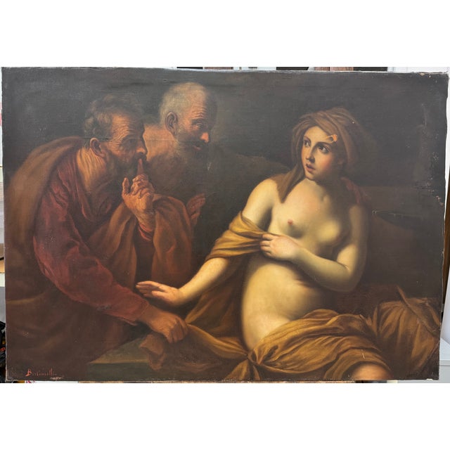 Baroque Susanna and the Elders, Old Master Copy Painting After Guido Reni, C. 1890 For Sale - Image 3 of 5