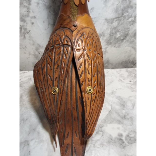 1960s Vintage 1960s Italian Leather Bird Glass Decanter For Sale - Image 5 of 15