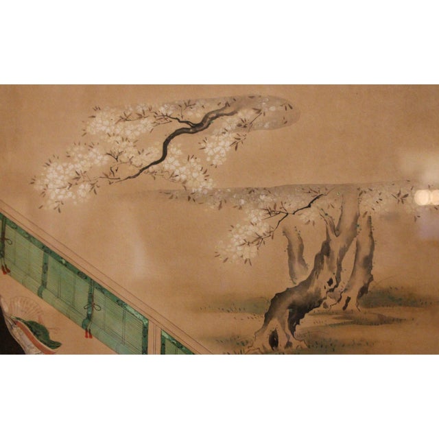 Japanese 19th Century Painted Scene From "The Tale of Genji" Viewing Spring For Sale - Image 3 of 5