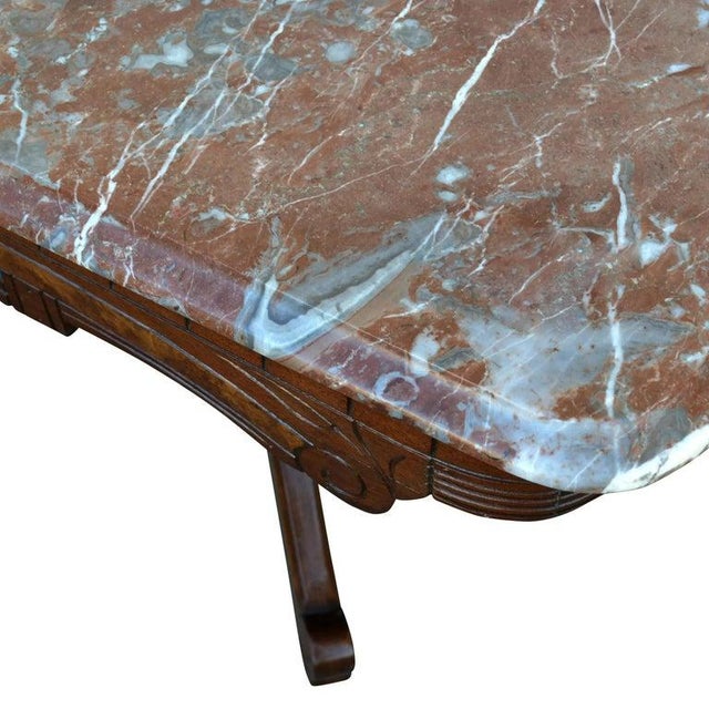 Coffee Early 20th Century Eastlake Walnut Marble Top Coffee Table For Sale - Image 8 of 9