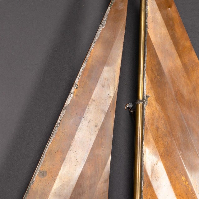 Vintage 20th Century Wall Hanging Copper Sculpture of a Racing Yacht, 1960s For Sale - Image 12 of 13