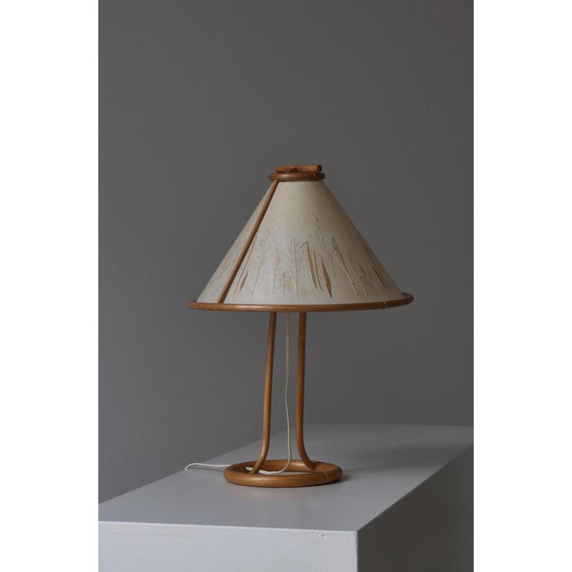 Brown Scandinavian Wabi-Sabi Bamboo Table Lamp Shade with Pressed Plants, 1950s For Sale - Image 8 of 18