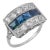 1930s Art Deco Diamond Sapphire Platinum Ring, Size 5 For Sale