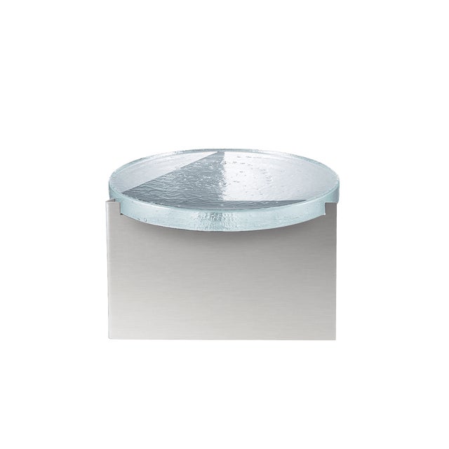 Metal Alwa One Big Side Table with Transparent Top & Brushed Stainless Steel Base by Sebastian Herkner for Pulpo For Sale - Image 7 of 7