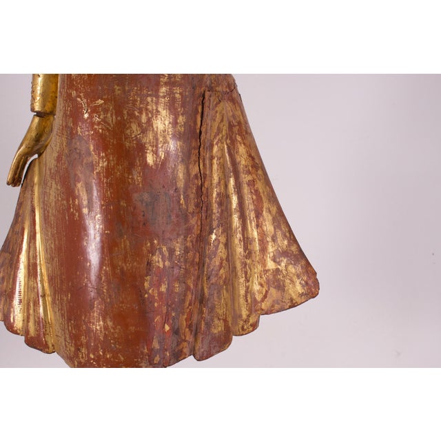 Burmese Artist, Standing Mandalay Buddha, Wood, 1800s For Sale - Image 13 of 14