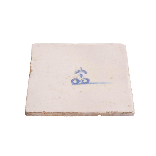 Traditional Set of 4 Rare Delft Tiles of Fruit, 17th Century For Sale - Image 3 of 14