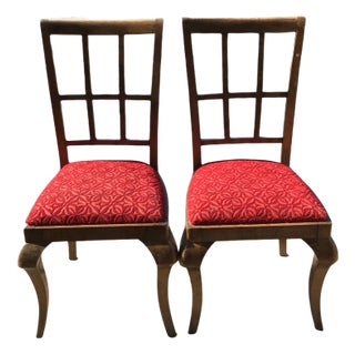 Set of Art Deco Velvet Dining Chairs, 1930s For Sale