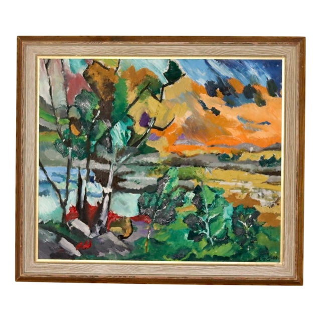 Liz S, Abstract Landscape, 1980s, Oil on Canvas, Framed For Sale