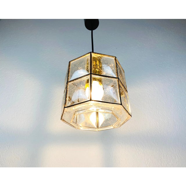 1960s 1960s Mid-Century Iron and Bubble Glass Pendant Lamp by Glashütte Limburg For Sale - Image 5 of 12