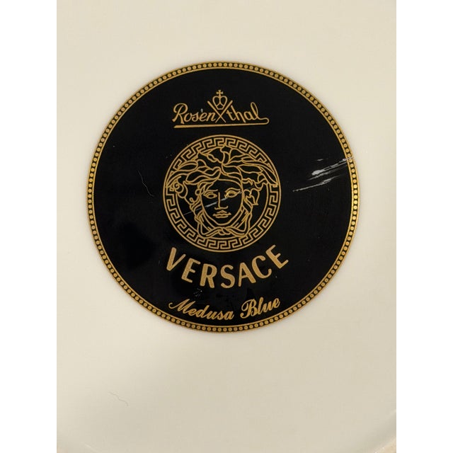 Blue Rosenthal Versace Medusa Blue Porcelain Bread & Butter Plate, 7.25” For Sale - Image 8 of 9