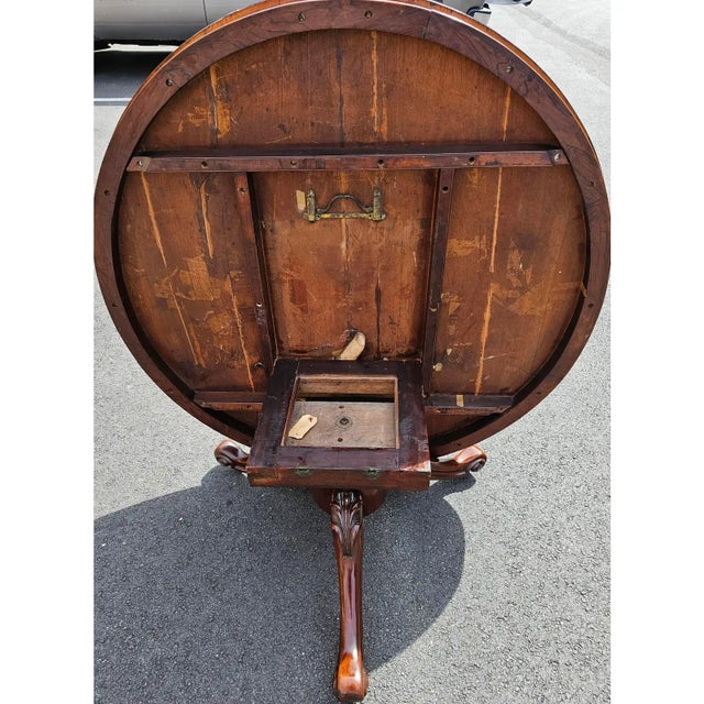 Antique 19th Century English Victorian Rosewood Tilt-Top Marquetry Coffee Table For Sale - Image 4 of 12