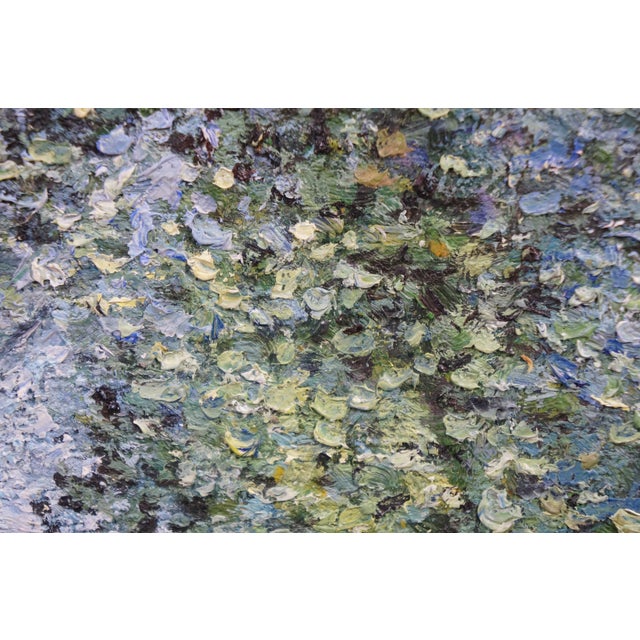 Late 20th Century The Lovers Embrace at Moonlight Oil Painting After Marc Chagall 29" For Sale - Image 11 of 12