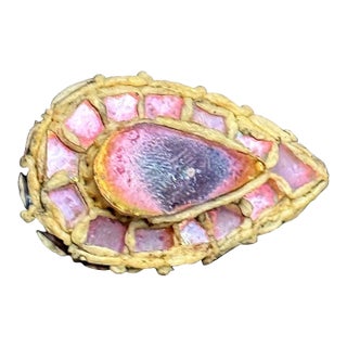 French Talosel Brooch with Glass Inlay by Line Vautrin Branded For Sale