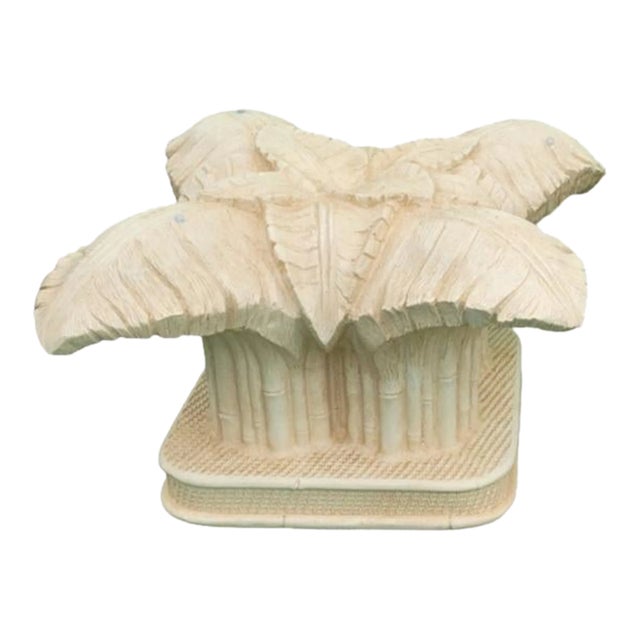 Vintage Palm Beach Regency Plaster Cream Carved Leaf Coffee Table For Sale