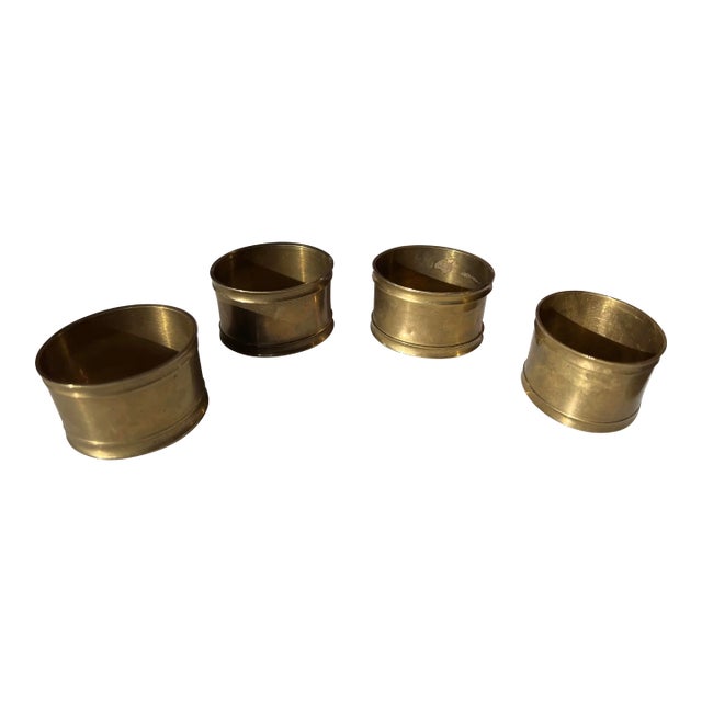 1970s Collection of Simple Brass Napkin Rings- Set of 4 For Sale