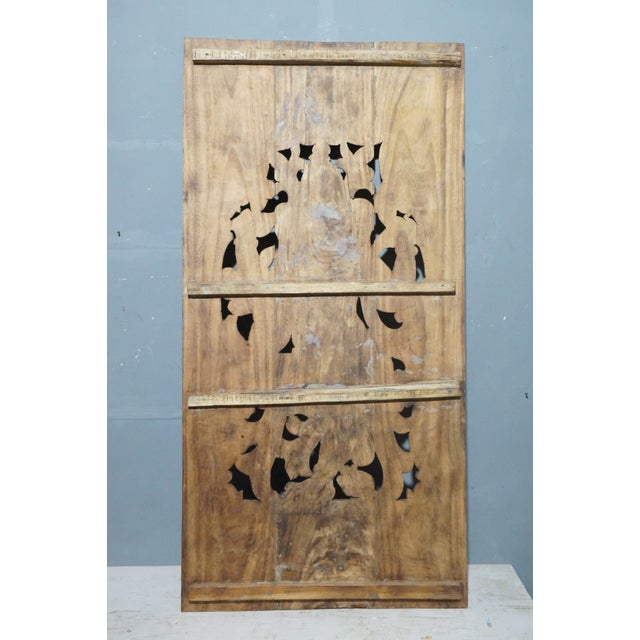 Antique Hand-Carved Wooden Standing Ganesha Wall Panel | Indian Temple Architectural Sculpture 72x35 For Sale In Orlando - Image 6 of 6