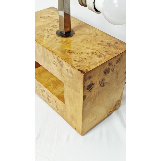 Table Lamp in Birch Burl, 1970s For Sale - Image 9 of 14