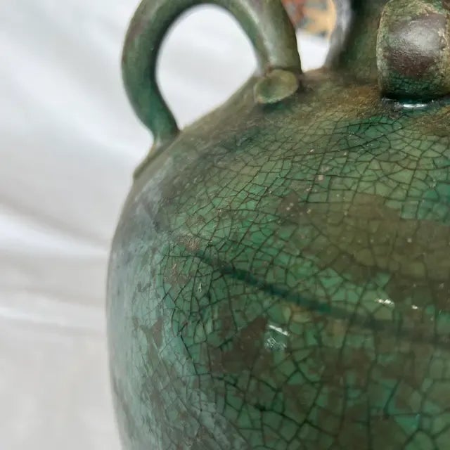 Green 1970s Italian Green Ceramic Vase For Sale - Image 8 of 12