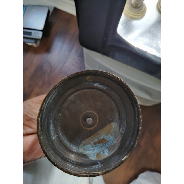 Antique Bronze Candleholders For Sale - Image 9 of 10