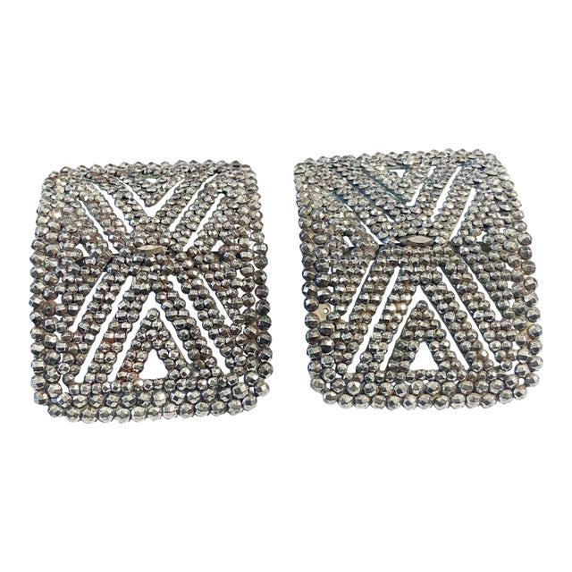 Antique 1905 French Steel Cut Shoe Buckles For Sale