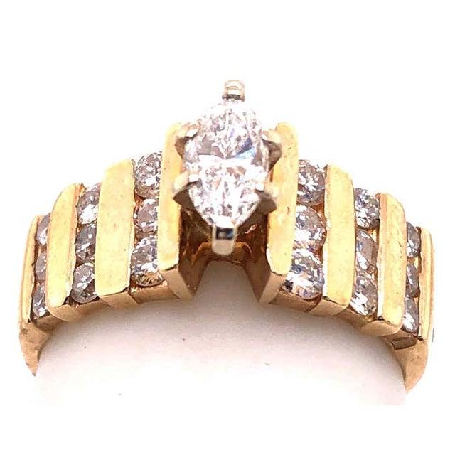 2010s 14 Karat Yellow Gold Engagement Ring 1.50 Total Diamond Weight, Size 6.75 For Sale - Image 5 of 8