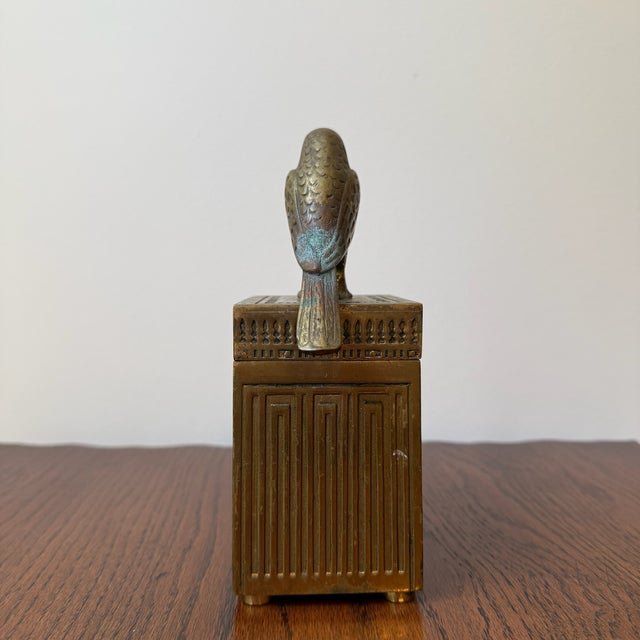 Mid 20th Century Egyptian Brass Box With Falcon For Sale - Image 4 of 11