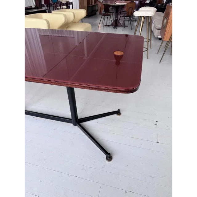 Maroon Glass Plate Dining Table, 1950s For Sale - Image 12 of 18