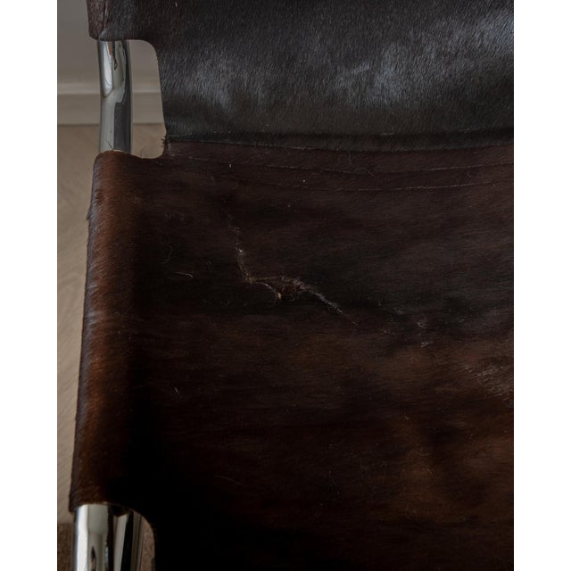 Italian Chrome and Cowhide Cantilever Dining Chairs, 1970s, Set of 4 For Sale - Image 15 of 18