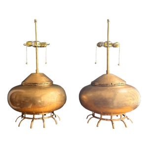 1960s Pair of Brass Asian Style Ginger Jar Lamps