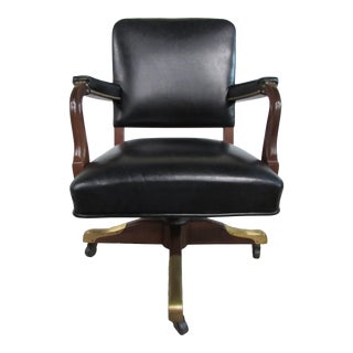Gunlocke Leather Adjustable Swivel Office Chair For Sale