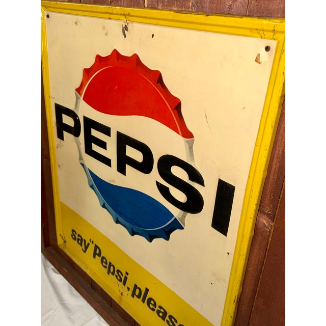 Brown Pepsi Cola Enamel Advertising Sign, 1940s For Sale - Image 8 of 13