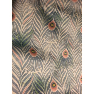 Vintage Peacock Feather Pattern Fabric For Sale