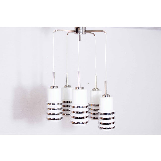 Suspension Light in Chromed Metal and Opaline Glass, 1970s For Sale - Image 12 of 12